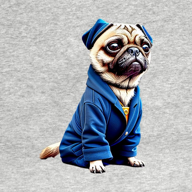 Cute Pug Wizard in Robe - Adorable Pug Dressed up as Wizard Costume by fur-niche